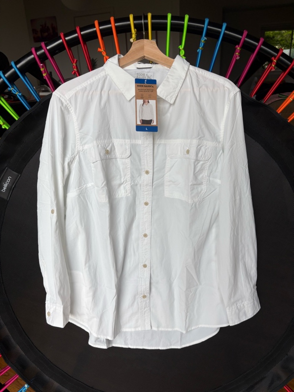Eddie Bauer White Women’s Mountain Rip Stop Button-Down Shirt